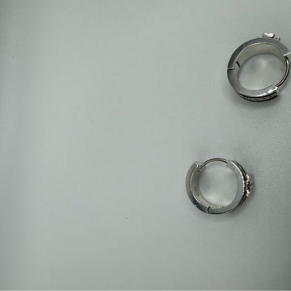 Tory Burch Kira Black and Silver Crystal Hoop Earrings - Picture 4 of 4